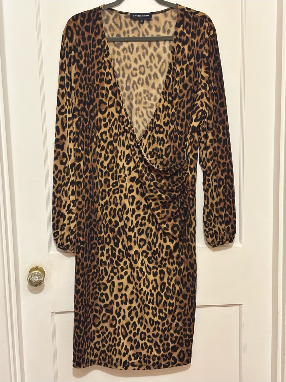 Jones New York Leopard Print Wrap Dress - Brown/Black